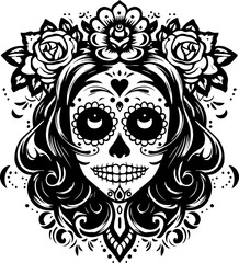 Obraz premium La Catrina Sugar Skull Festival Halloween Day of the Dead Graphics