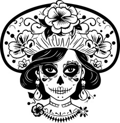La Catrina Sugar Skull Festival Halloween Day of the Dead Graphics