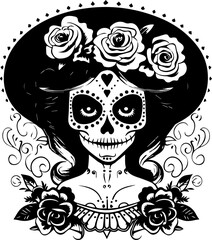 Obraz premium La Catrina Sugar Skull Festival Halloween Day of the Dead Graphics