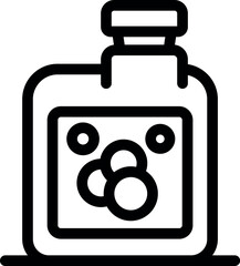 Line icon of a cleaning product bottle with bubbles, for washing dishes or doing laundry