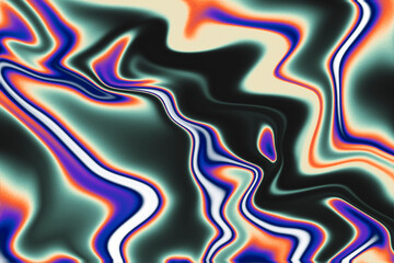 Abstract gradient background with grain texture. Liquid metal with thermal blur. Chromatic holographic retro backdrop. Trendy y2k design