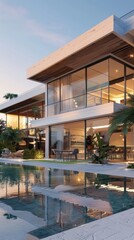 Fototapeta premium Luxury villa with pool, patio, and stunning views