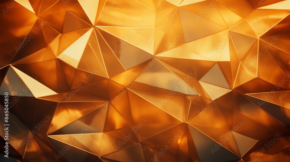 Poster a bright orange background with triangles and a sun shining on it. the image has a warm and inviting