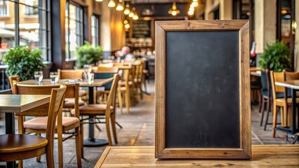 Blank blackboard restaurant sign with a cafe menu on the street , cafe, restaurant, blackboard, menu board, mockup, entrance