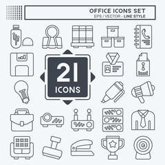 Icon Set Office. related to Education symbol. line style. simple design illustration