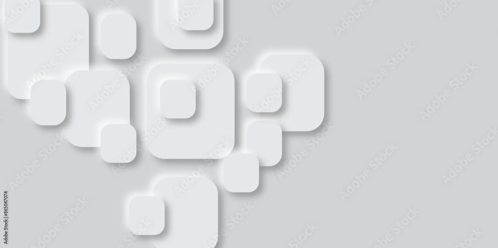 Poster abstract white and grey geometric overlapping square pattern, design of technology background with s