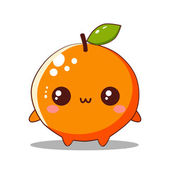 vector illustration of cute orange in flat and minimalist style
