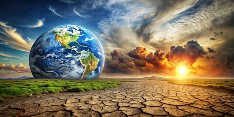 A stock photo depicting the effects of climate change on the planet Earth , global warming