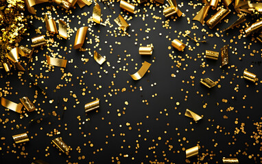 Gold confetti on a black background