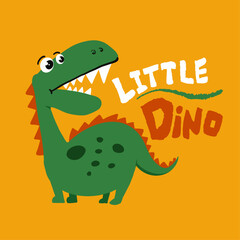 little Dino funny dinosaur head drawing as vector for textile print tshirt
