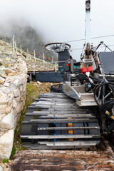 Snow mountain plow parked outside the winter season