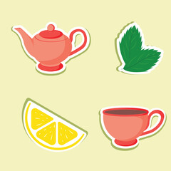 Tea set with lemon