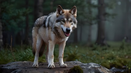 Obraz premium Grey wolf portrait with copy space, Wild life photography.