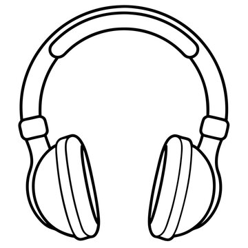 recommend clip art: headphones outline coloring book page line art illustration digital drawing