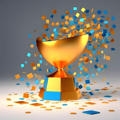 Gold Trophy with Confetti Blast