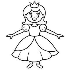 Princess Coloring Page for kids, Kids Drawing, Princess with different Pose