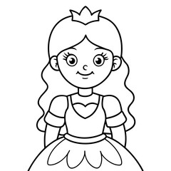 Princess Coloring Page for kids, Kids Drawing, Princess with different Pose