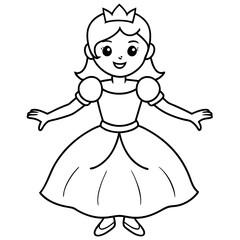 Princess Coloring Page for kids, Kids Drawing, Princess with different Pose