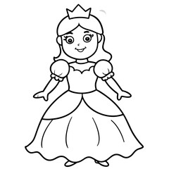Princess Coloring Page for kids, Kids Drawing, Princess with different Pose