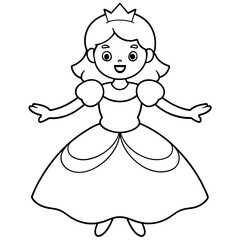Princess Coloring Page for kids, Kids Drawing, Princess with different Pose
