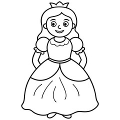 Princess Coloring Page for kids, Kids Drawing, Princess with different Pose