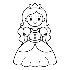 Princess Coloring Page for kids, Kids Drawing, Princess with different Pose
