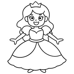Princess Coloring Page for kids, Kids Drawing, Princess with different Pose