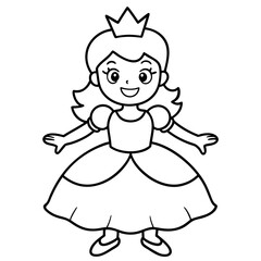 Princess Coloring Page for kids, Kids Drawing, Princess with different Pose