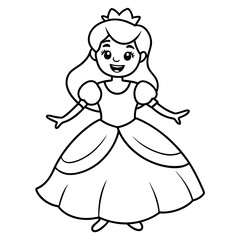 Princess Coloring Page for kids, Kids Drawing, Princess with different Pose