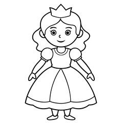 Princess Coloring Page for kids, Kids Drawing, Princess with different Pose