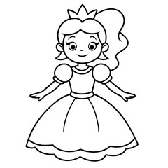 Princess Coloring Page for kids, Kids Drawing, Princess with different Pose