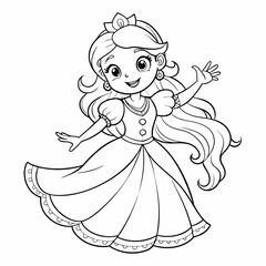Fototapeta premium Princess Coloring Page for kids, Kids Drawing, Princess with different Pose