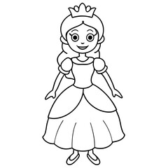 Princess Coloring Page for kids, Kids Drawing, Princess with different Pose