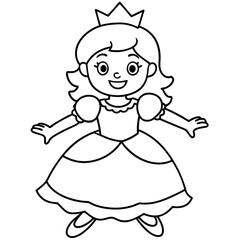 Princess Coloring Page for kids, Kids Drawing, Princess with different Pose