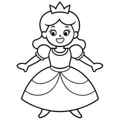 Princess Coloring Page for kids, Kids Drawing, Princess with different Pose