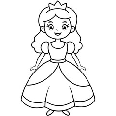 Princess Coloring Page for kids, Kids Drawing, Princess with different Pose