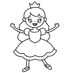 Princess Coloring Page for kids, Kids Drawing, Princess with different Pose