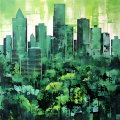Green Cityscape: Urban Jungle Art