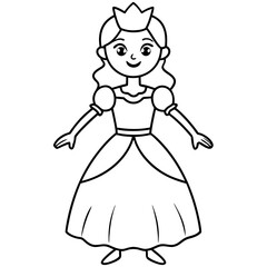 Princess Coloring Page for kids, Kids Drawing, Princess with different Pose