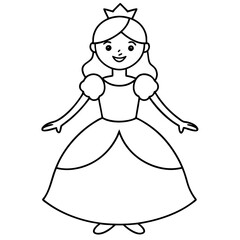 Princess Coloring Page for kids, Kids Drawing, Princess with different Pose