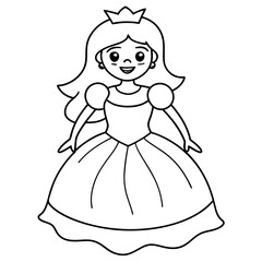 Fototapeta premium Princess Coloring Page for kids, Kids Drawing, Princess with different Pose