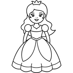 Princess Coloring Page for kids, Kids Drawing, Princess with different Pose