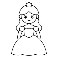 Princess Coloring Page for kids, Kids Drawing, Princess with different Pose