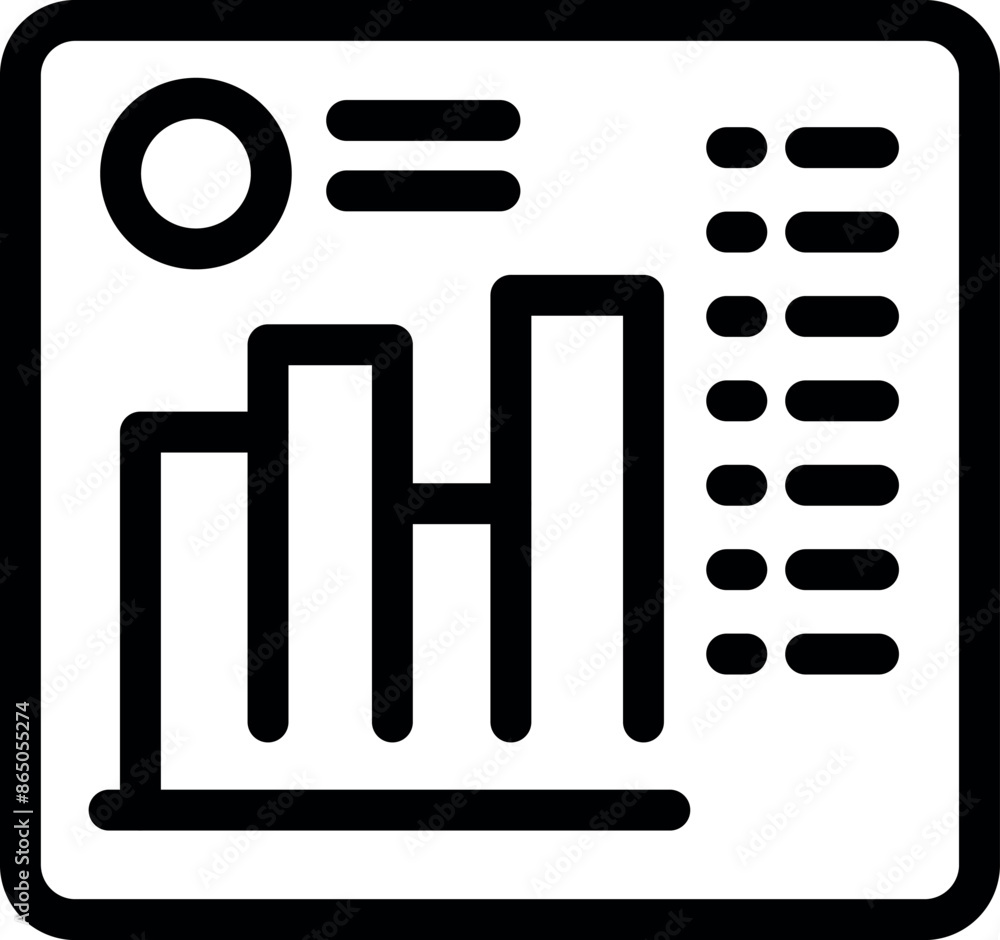 Poster this icon of a business report is showing growing statistics with a bar chart