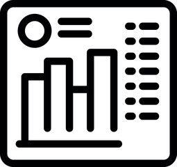 This icon of a business report is showing growing statistics with a bar chart