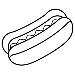 hot dog outline coloring book page line art illustration digital drawing