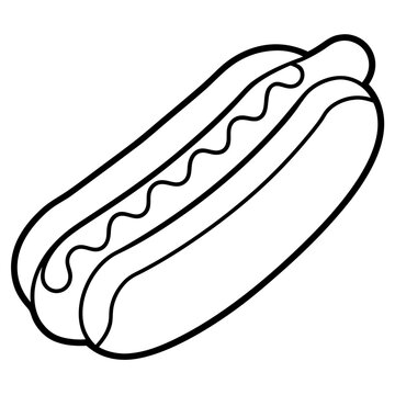 recommend clip art: hot dog outline coloring book page line art illustration digital drawing