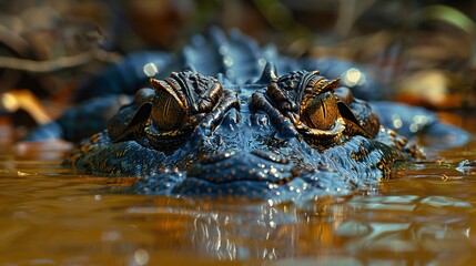 Naklejka premium Menacing Glare of Crocodile in Water