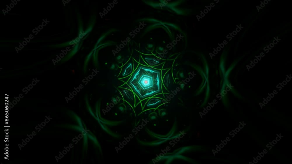 Poster dynamic backdrop comes alive with pulsing neon lights.