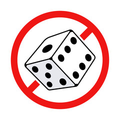 No Dice Sign on White Background